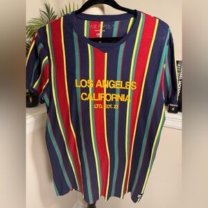 For The People LA Cali 90's Style T-Shirt Striped Size L
